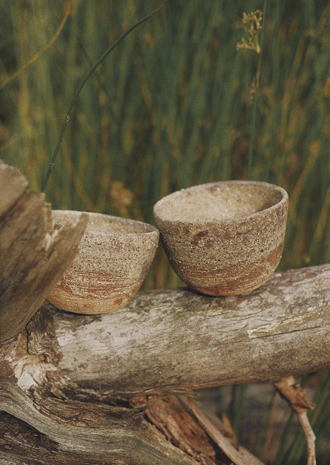 Tea bowl ash glaze golden light