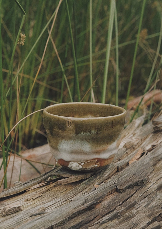 In to the woods filled cup ash glaze