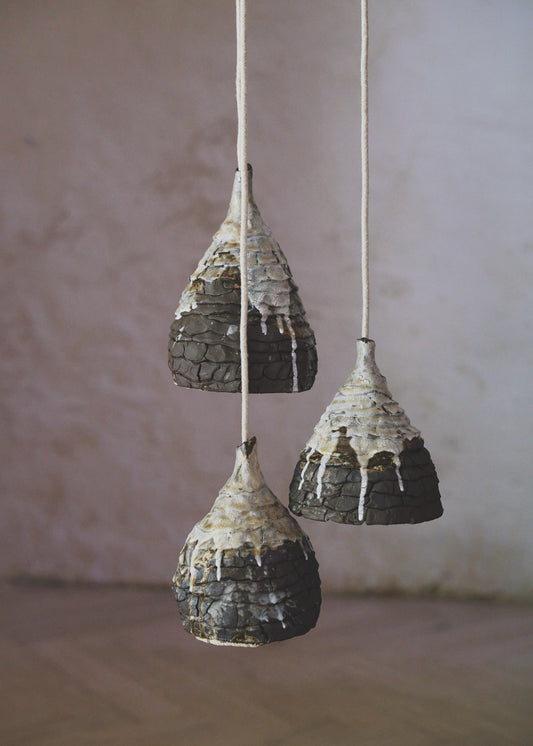 Seizan no. 3 - light sculpture, clay - set of 3
