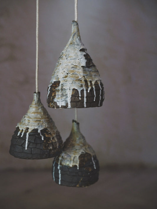 Seizan no. 3 - light sculpture, clay - set of 3