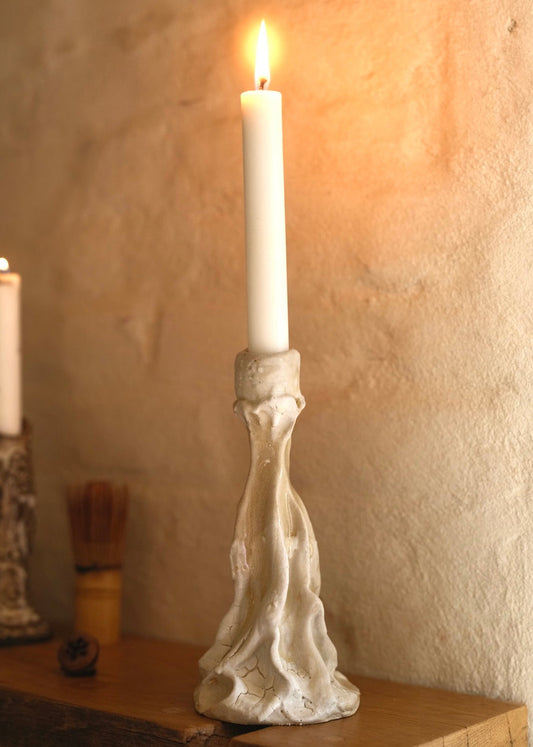 Candleholder wabi ash white