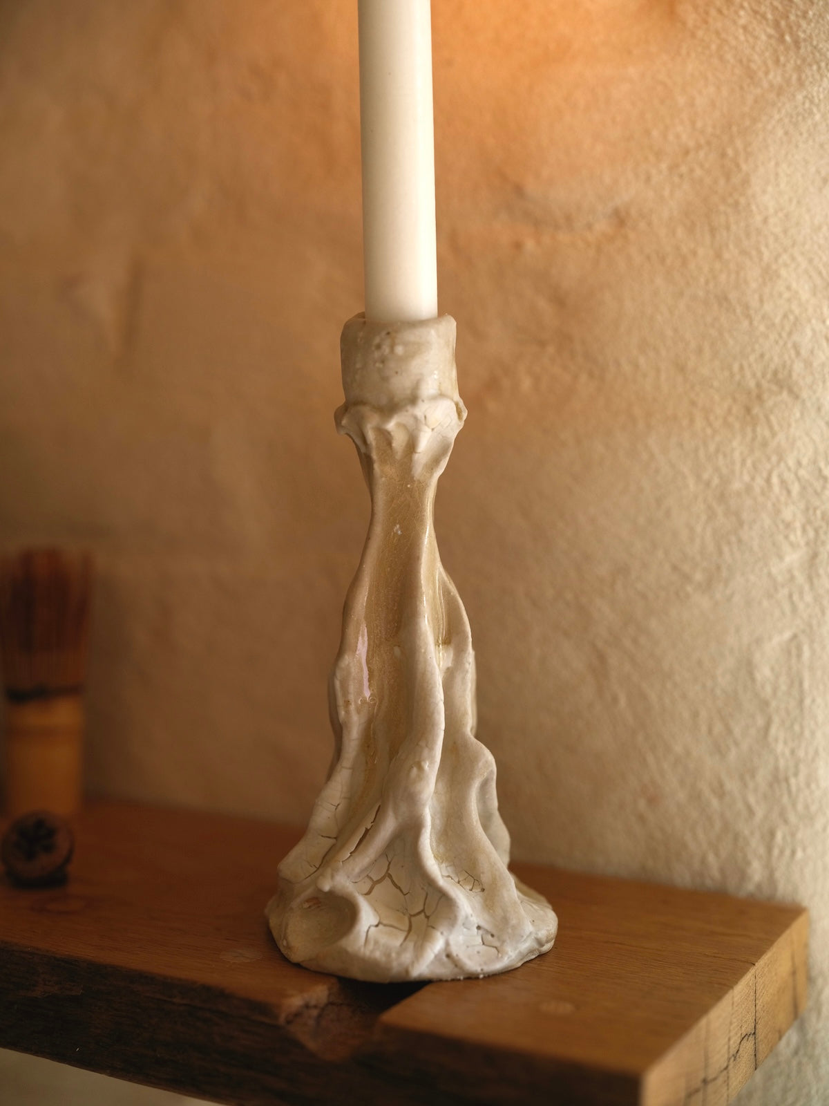 Candleholder wabi ash white