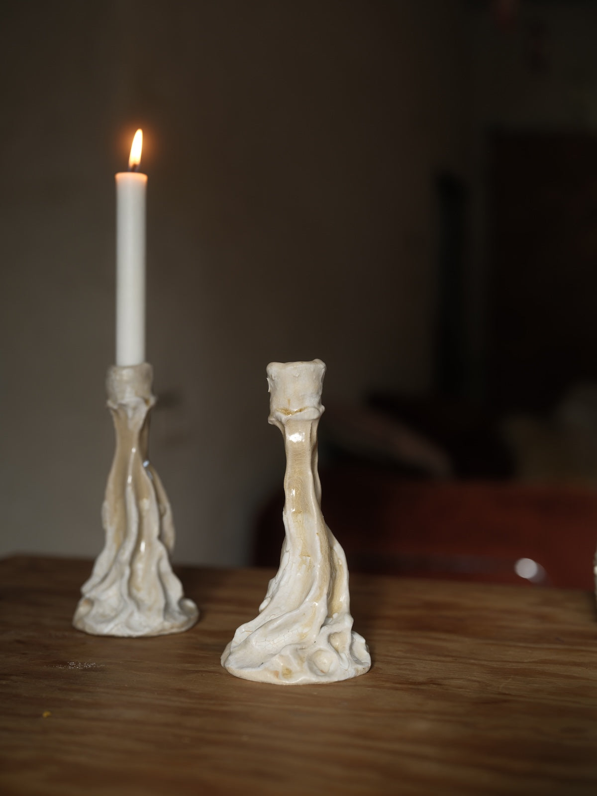 Candleholder wabi ash white
