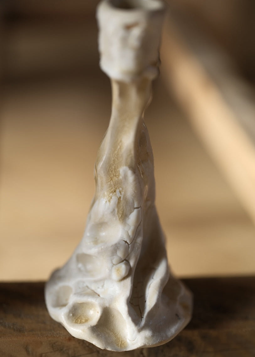 Candleholder wabi ash white