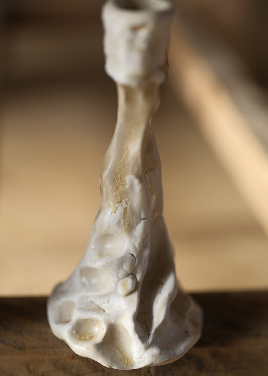 Candleholder wabi ash white