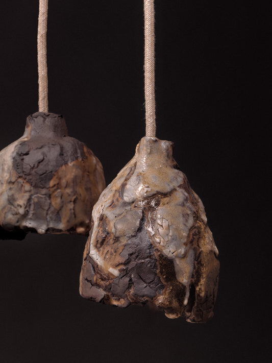 Seizan no. 4 - light sculpture, clay - set of 3